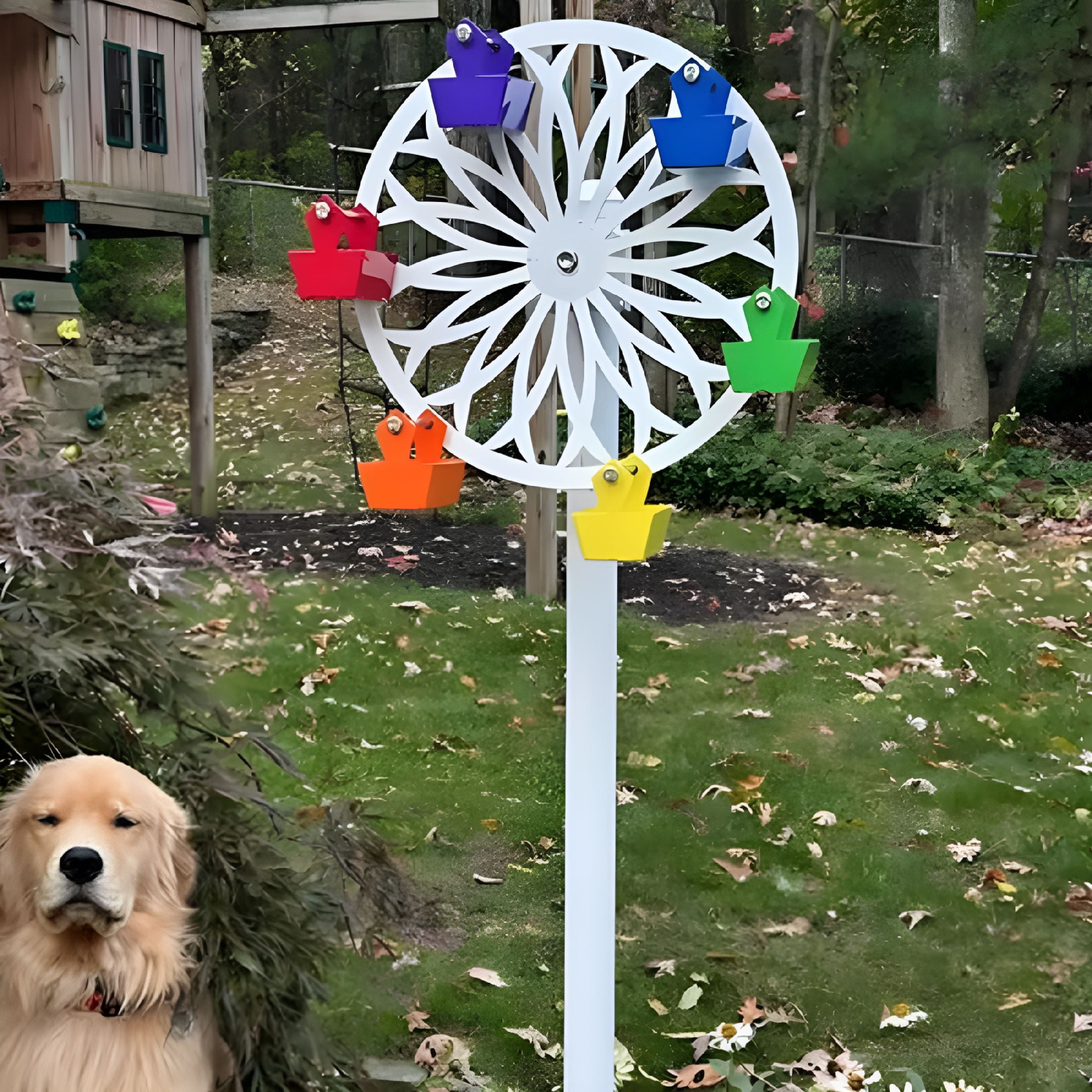 ACDANC The Ferris Wheel of Fun for Your Feathered Friend, Whirly Wheel Bird Feeder with Spinning Motion, Durable Steel Design Makes It Easy to Install on Poles or Trees, Perfect for Bird Watching