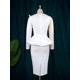 thumbnail image 5 of White Bodycon Dresses O Neck Beading Long Sleeve Peplum Knee Length Evening Cocktail Party Gowns For Ladies, 5 of 5