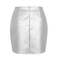 thumbnail image 3 of Riforla Women PU Split Leather Skirt High Waist Zipper Skirt Cover Skirt Womens Skirts Silver XL, 3 of 7