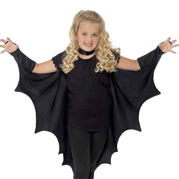 REDARER Bat Shaped Cape Accessory Scalloped Edge Shoulder Strap Cloak for Halloween Themed Party Cosplay Stage Dress Up Outfit,5-6 Years