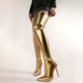 thumbnail image 4 of Women's Metallic Over The Knee Boots Pointed Toe High Heels Thigh High Stilettos Boots, 4 of 8