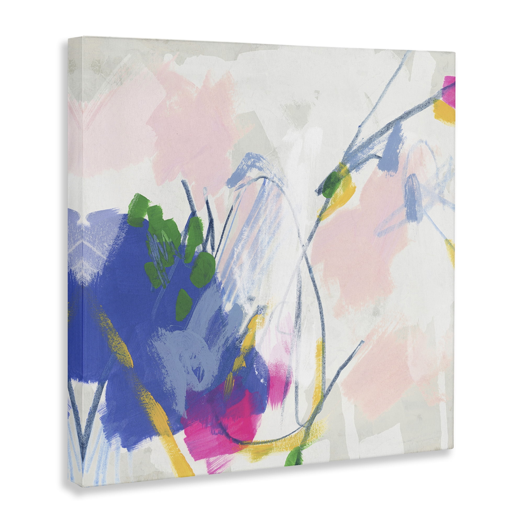 Stupell Industries Pink & Blue Abstraction Abstract Painting Gallery Wrapped Canvas Art Print Wall Art, 36 x 36