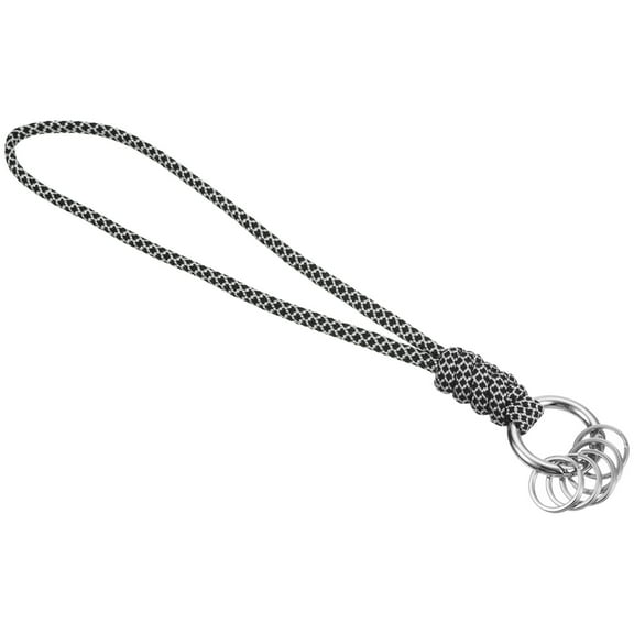 8" Paracord Neck Keychain with Flat Key Rings Braided Lanyard Strap, Black White