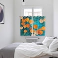 thumbnail image 4 of Orange Leaf Kitchen Curtains 72 Inch Length, Abstract Oil Painting Branch Turquoise Grommet Top Bedroom Living Room Curtains, Light Filtering Cafe Curtain Drapes 2 Panels Set 104''x72'', 4 of 9