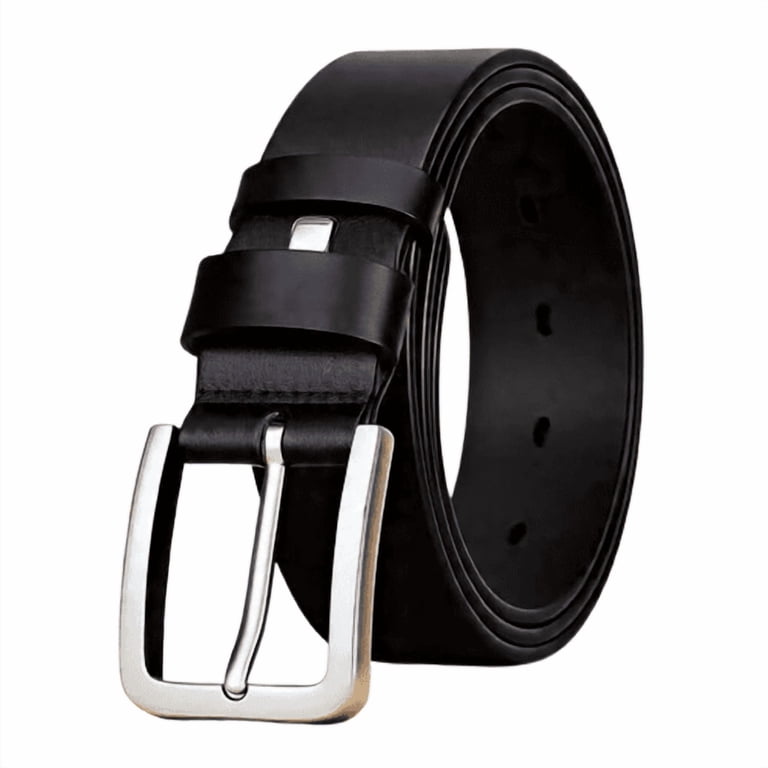 Men's Leather Dress Belt  1.44" Wide Classic Belt with Single Prong Buckle   Black Formal & Casual Wear - Walmart.com