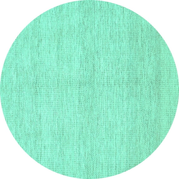 Ahgly Company Indoor Round Solid Turquoise Blue Modern Area Rugs, 3' Round