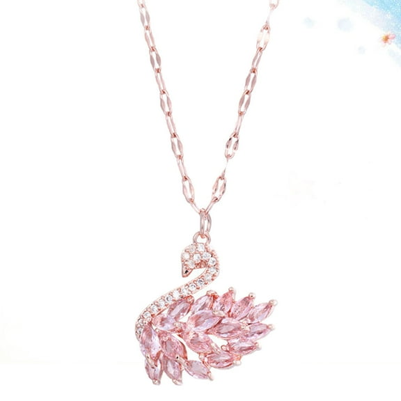 FRCOLOR Statement Necklaces For Women Elegant Swan Pendant Necklace Jewelry 1 Set Pink