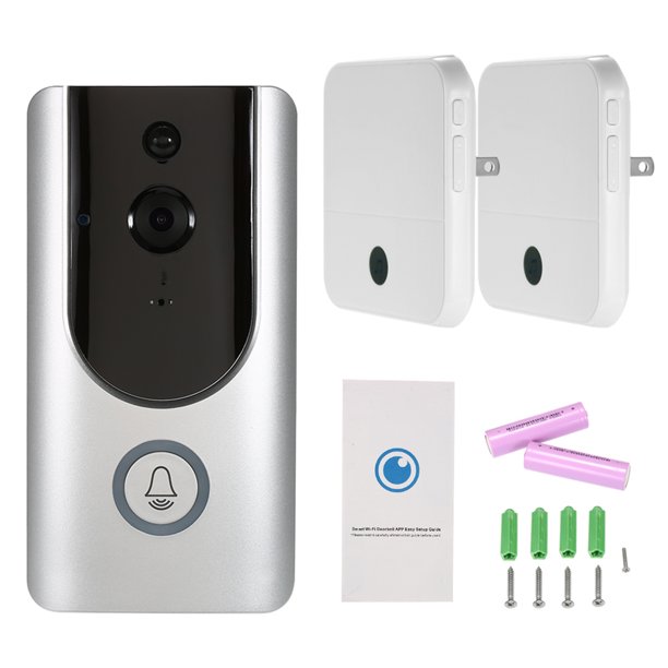 HD 720P WiFi Timbre de seguridad inalámbrico inteligente con tarjeta de 32G TF + 2 piezas Romacci Video puerta teléfono