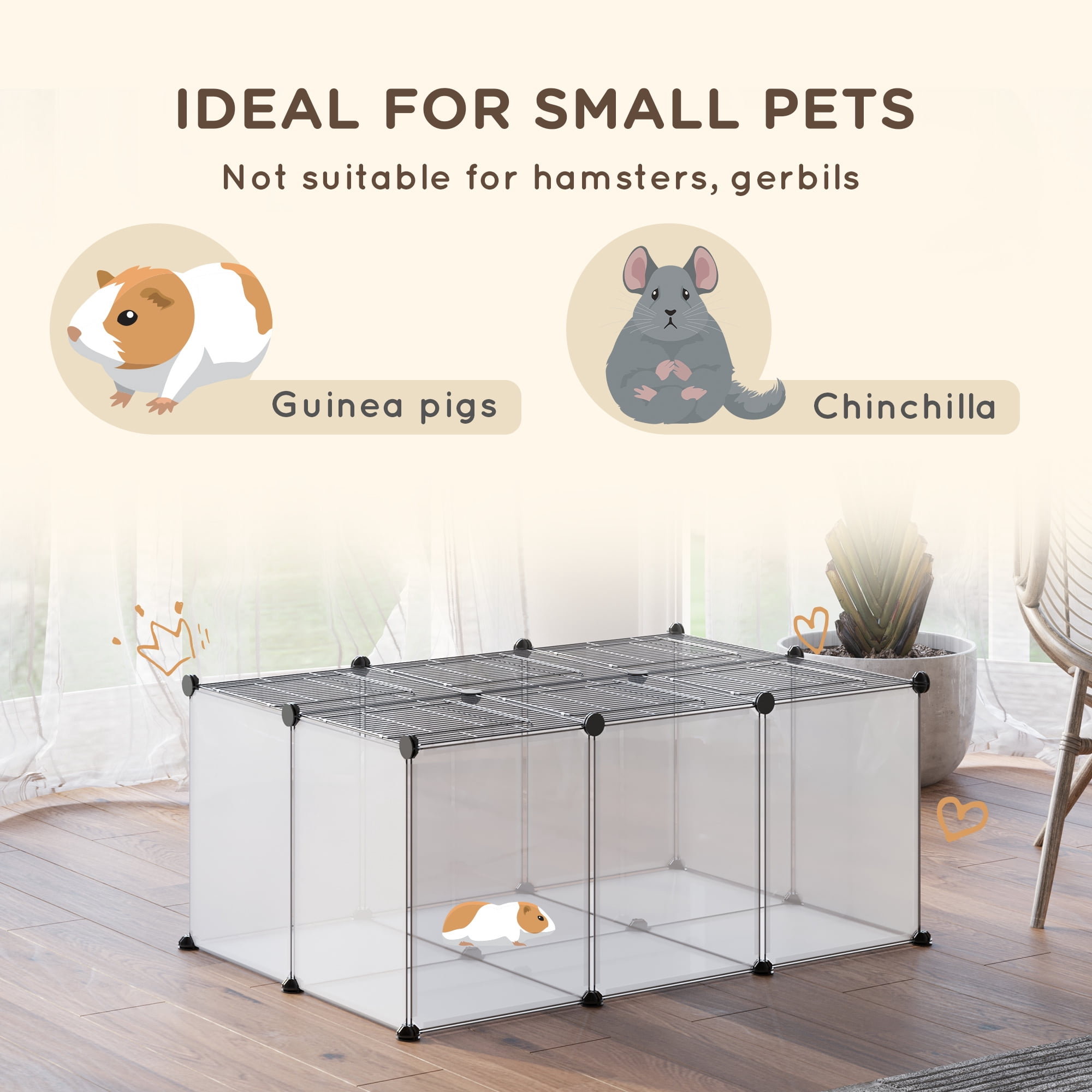 PawHut Pet Playpen Small Animal Cage 22 Panels for Rabbit, Guinea Pig