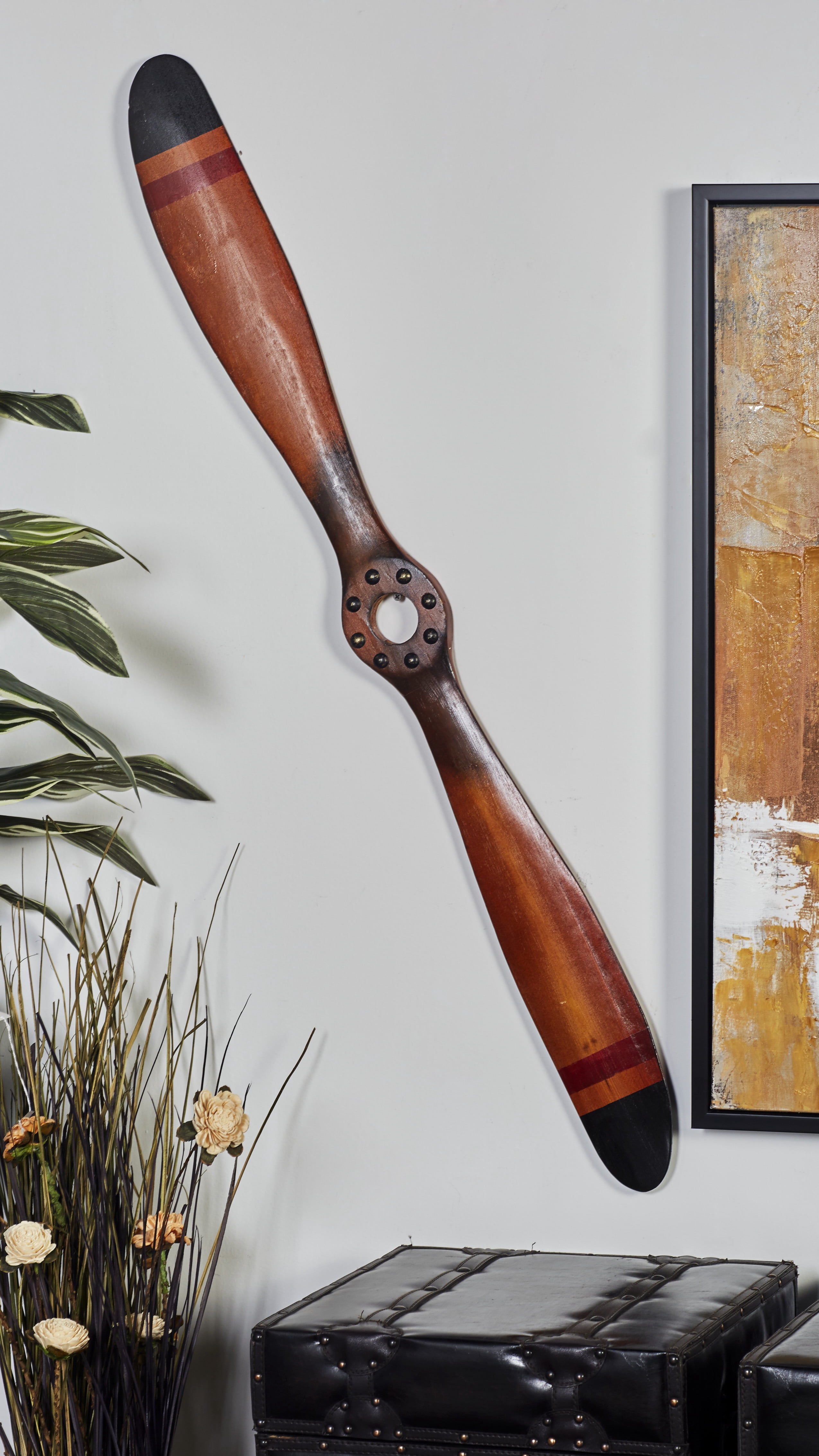 Decmode Vintage Style Large Red Orange Black Airplane Propeller Wall Decor Aviation Art 48 X 5 Walmart Com Walmart Com