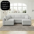 thumbnail image 2 of 106.3" Soft U-shaped 4-Person Sofa. Matches 30.7" Ottoman with Hydraulic Lift. Comfortable & Stylish. For Bedroom & Living Room. Light Gray. Modern Furniture. Modular Design., 2 of 9