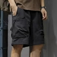 thumbnail image 2 of BXJX Mens Cargo Shorts With Pockets- Fashion Drawstring Elastic Waist Casual Summer Shorts Black Size XL, 2 of 9