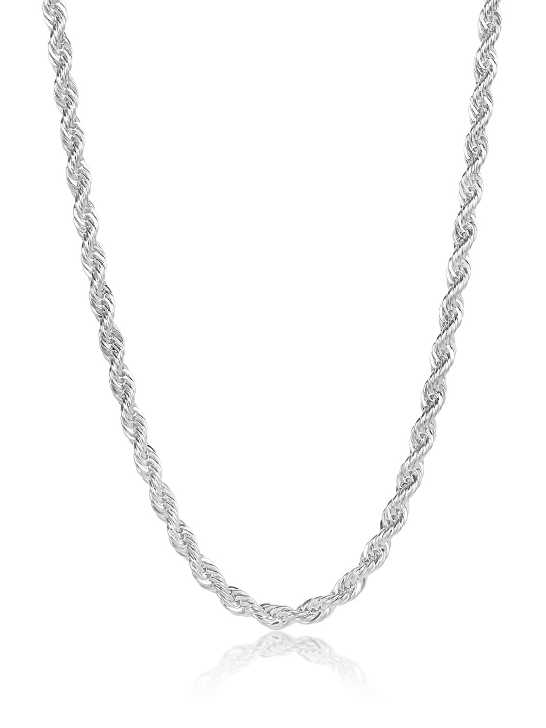 5.9mm HighPolished Silver Plated Stainless Steel Twisted Rope Chain