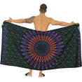 thumbnail image 3 of HAPPY BAY Men's Standard Casual Sarong Long Pareo Beach Wrap One Size Ebony, Mandala Summer Vacation Aloha, 3 of 4