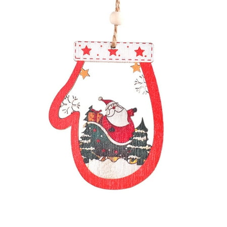 

Eastshop Christmas Tree Pendant Hollow Out Color Drawing Cartoon Festival Decoration with Lanyard Wooden Xmas Sledge Santa Claus Snowman Glove Pendant Party Supplies