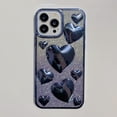 thumbnail image 3 of Compatible with iPhone 14 Pro Max Bling Case Glitter 3D Love Heart Electroplating Glossy Gradient Shiny Clear Cute Luxury Fashion Unique Shockproof Protection Cover for Women Girls Blue, 3 of 8