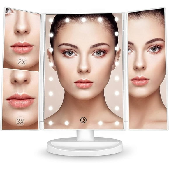 Lighted Makeup Mirror Magnification Vanity Mirror Tri-fold