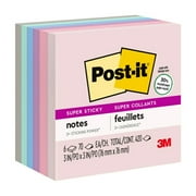 Post-it Recycled Super Sticky Notes, 3 in x 3 in, Wanderlust Pastels , 6 Pads