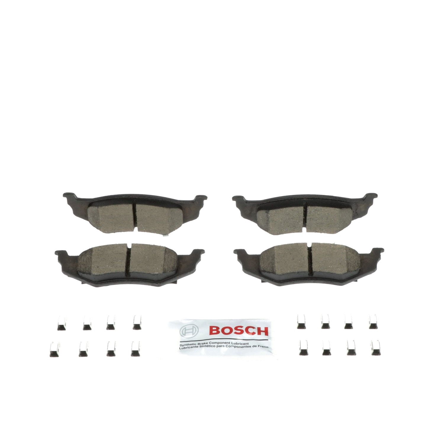 Bosch BC658 QuietCast Premium Ceramic Disc Brake Pad Set For Select Chrysler 300M, Cirrus, Concorde, LHS, Neon, PT Cruiser, Sebring; Dodge Intrepid, Neon, Stratus; Plymouth Acclaim, Breeze +More; Rear