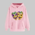 thumbnail image 2 of VBTAPA Mardi Gras Graphic Hoodies for Women Loose Casual Hoody Tops Carnival Themed Print Hooded Sweatshirt with Kangaroo Pocket Pink M, 2 of 6
