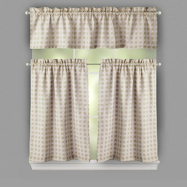 Waverly Traditions By Tan Criss Cross Window Tier & Valance Set, Pumice ...