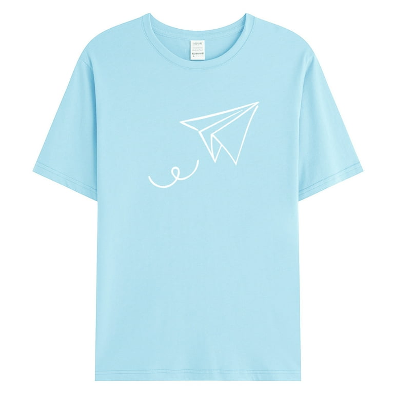 Light Blue Mens Polo Shirts Male Summer Casual Paper Plane Print T