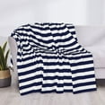 thumbnail image 3 of Fuzoiu Navy Blue And White Stripes Print Flannel Blanket,Throw Blanket,Flannel Home Decor,Fleece Bed Blankets,Cozy Soft Blanket for Bed, Sofa, Camping, and Travel-60"x50", 3 of 6