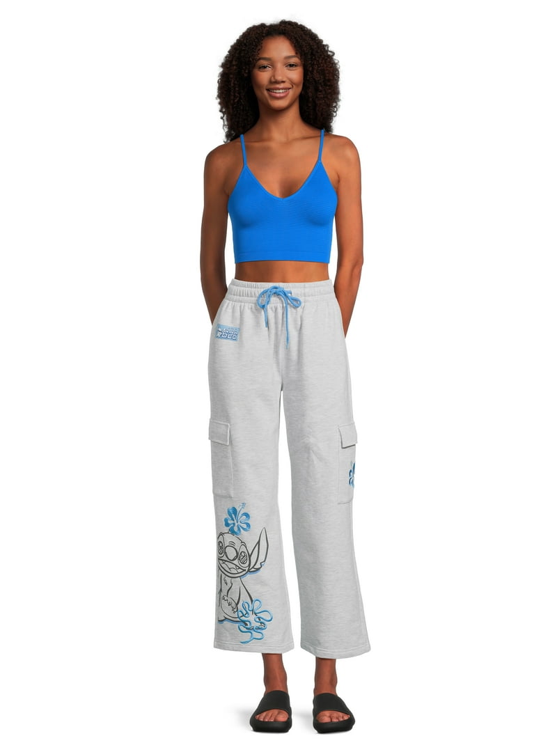 【COSYHARU】Stitch Wide Jogger Cargo Pants Disney Stitch Women's Cargo Joggers - Relaxed Fit, Cotton