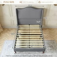 thumbnail image 6 of Neche Full Upholstered Bed Frame with 51" Tall Headboard Classic Curved Wingback Platform Bed with Soft Fabric, Retro Simple Sleigh Bedframe No Box Spring Needed/Easy Assembly, Light Grey, 6 of 13