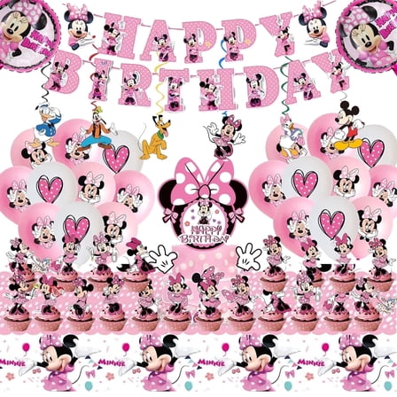 50pcs Theme Party Supplies - Cartoon Anime Pink Playground Party Decorations, Including Banner Balloons Tablecloths etc. Birthday Party Decorations for Girls