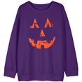 thumbnail image 2 of Chandails en Molleton Visage de Citrouille Halloween Femmes Mignon Pull Graphique Citrouille Décontracté Manches Longues Automne, 2 of 6
