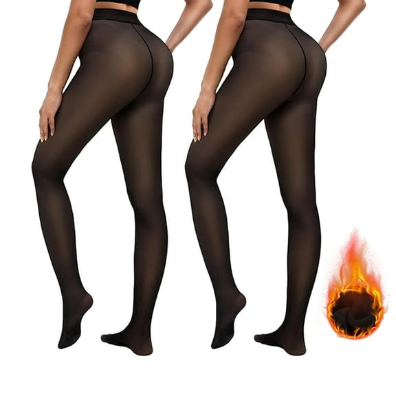 G&Y 220g Fleece Lined Thermal Tights for Women, High Waist Warm Opaque Leggings for Winter, Black L