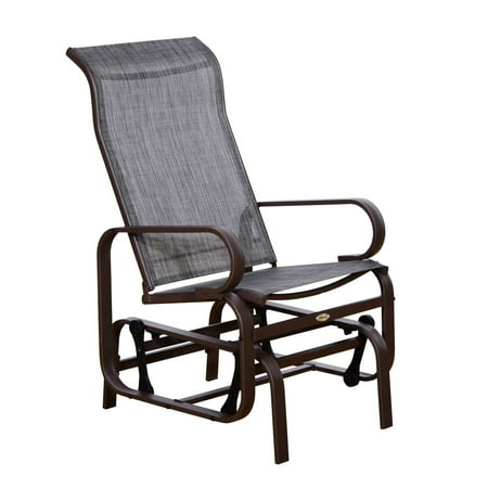 Outsunny Metal Mesh Fabric Single Outdoor Patio Glider 