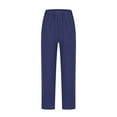 thumbnail image 4 of Aloohaidyvio Terra and Sky Pants for Women,Womens Elastic Waist Casual Pants Solid Color Large Pocket Cotton Linen Straight Pants, 4 of 6