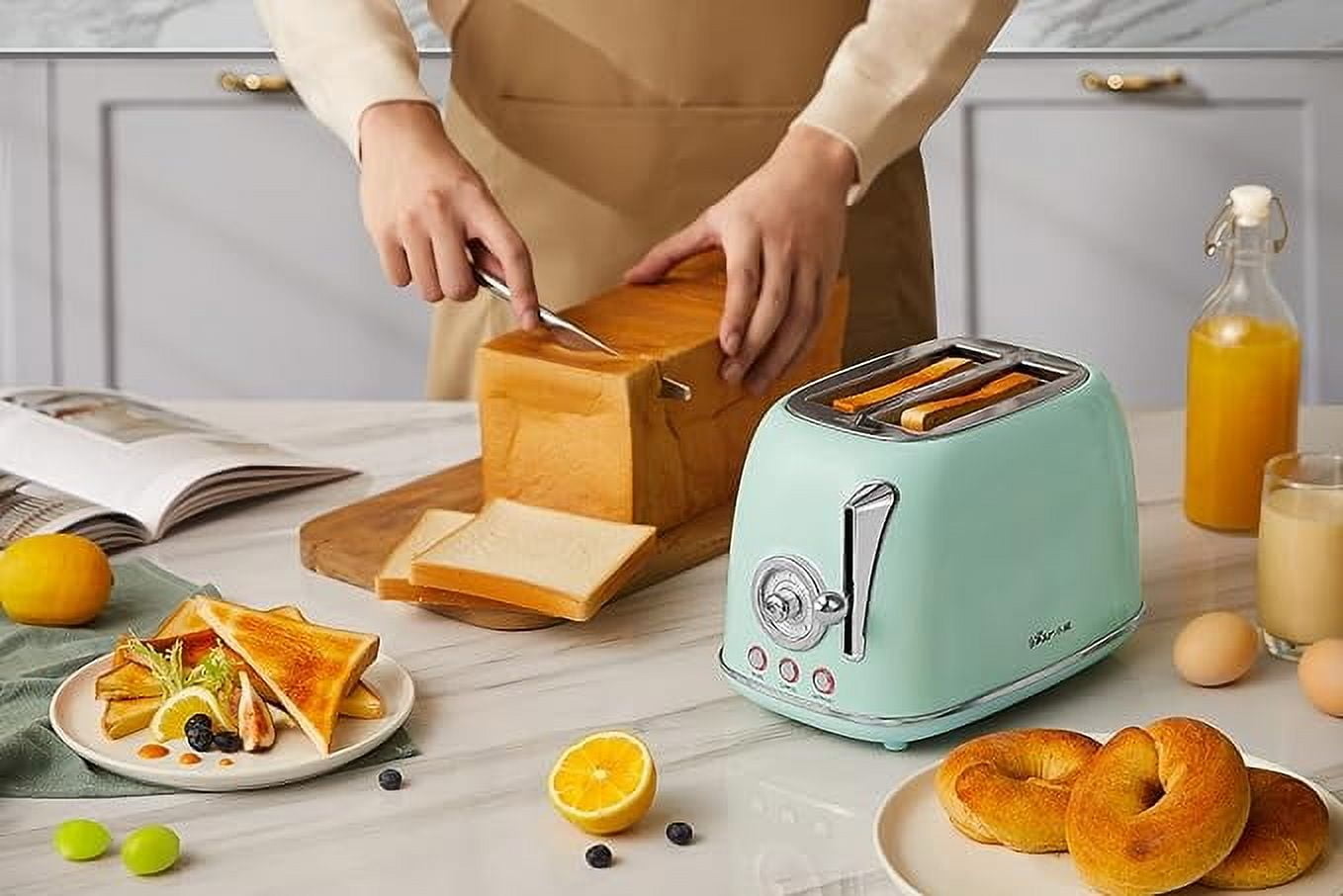 Bear 2-Slice Toaster, Stainless Steel with Variable Heat Setting