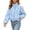 Blue, variant on TEAJOPSUU Women's Cropped Zip Up Jacket Stand Collar Long Sleeve Outerwear Jackets with Pockets for Casual Streetwear Black