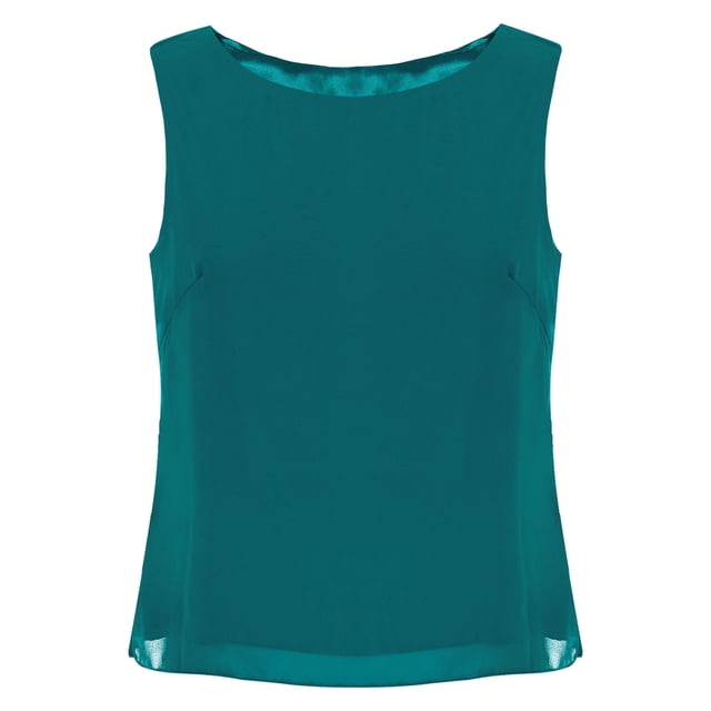 TSSOE Débardeurs d'Été pour Femmes Blouses en Chiffon Sans Manches Col Rond Chemises Décontractées Débardeurs Légers Vert m