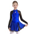 thumbnail image 2 of TiaoBug Kids Girls  Figure Ice Skating Ballet Dance Dress Rhinestones Dancewear Gymnastics Leotard Blue 6, 2 of 7