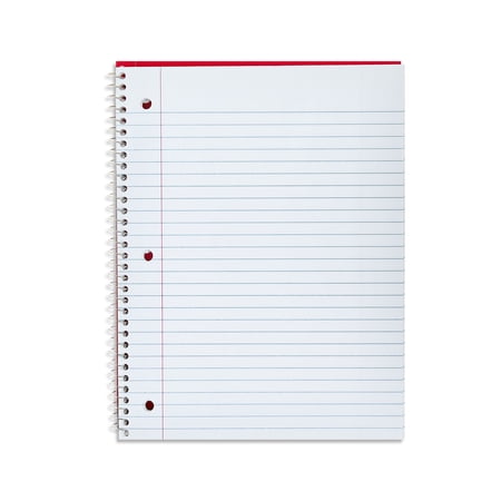 Pen+Gear Wide Ruled 1-Subject Notebook, 8" x 10.5", Red, 70 Sheets