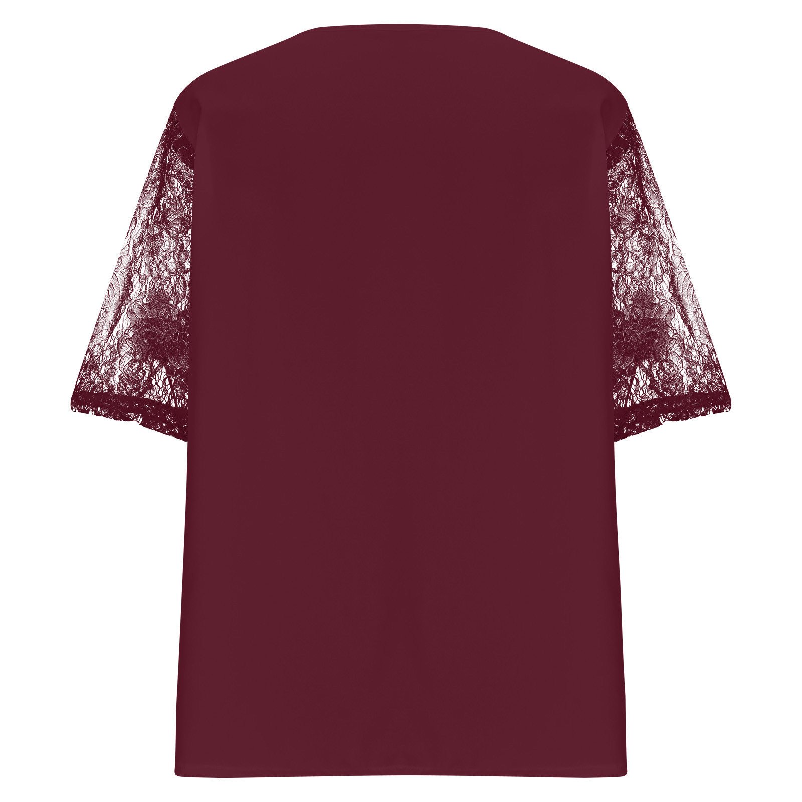 Pntutb Women's Clearance,Women's Causal Round Neck Solid Blouse Lace Short Sleevet-Shirt Summer Plus Size Tops Rollback Clothes
