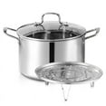 thumbnail image 4 of Premium Stainless Steel European-Style Stockpot with Steamer Rack - 28cm, 7.5L Large Capacity, Thickened Flat Base for Even Heating, Coating-Free Healthy Cooking, Double-Ear Design, Induction Cooker, 4 of 6