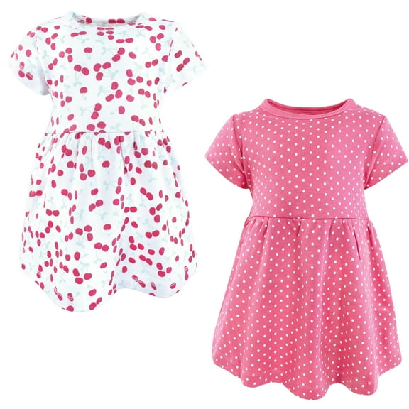 Luvable Friends Hudson Baby Dresses 2pk, Sweet Cherry, 0-3M