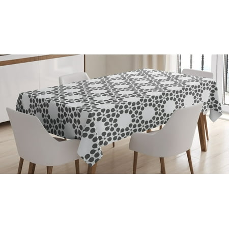Contemporary Rectangular Flowers Grey and White Tablecloth, Abstract Pattern with Flowers Forming a Contemporary Grid, Rectangular Table Cover for Dining Room Kitchen, 60 X 84 Inches, Charcoal Grey with White, by Ambesonne ()