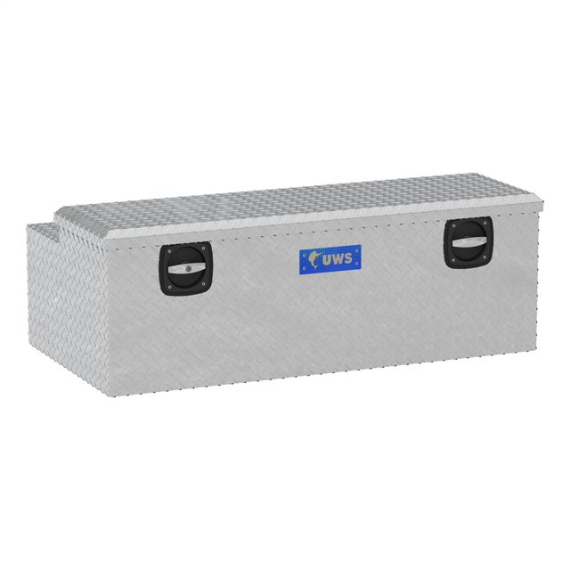 UWS SLC-48 Tool Box Secure Lock Under Tonneau Chest; Single Lid; Diamond Tread; Bright; Aluminum; 48 Inch Length x 25 Inch Width x 16-1/2 Inch Height