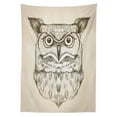 thumbnail image 3 of Ambesonne Owl Tablecloth Rectangular Table Cover, Wildlife Animal Head Sketch, 60"x84", Dark Brown and Eggshell, 3 of 4