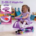thumbnail image 3 of Track Seven 12V Electric Wiggle Car with Pedal, 2 in 1 Swing Car, Bluetooth, LED Lights, Flashing PU Wheels, Max Speed 5 Mph, Anti-Rollover, 12V Ride on Toy Car for Kids Toddlers Aged 3+, Purple, 3 of 8