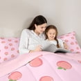 thumbnail image 5 of Homewish Peach Full Size Comforter Sets,Summer Fruit Bedding Comforter Set,Pink Green Bedding Sets For Girls,Ultra Soft Home Decor Reversible,3 Pieces, 5 of 8