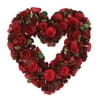 Northlight Red Wooden Rose and Cherries Valentine's Day Heart Wreath, 13-Inch, Unlit