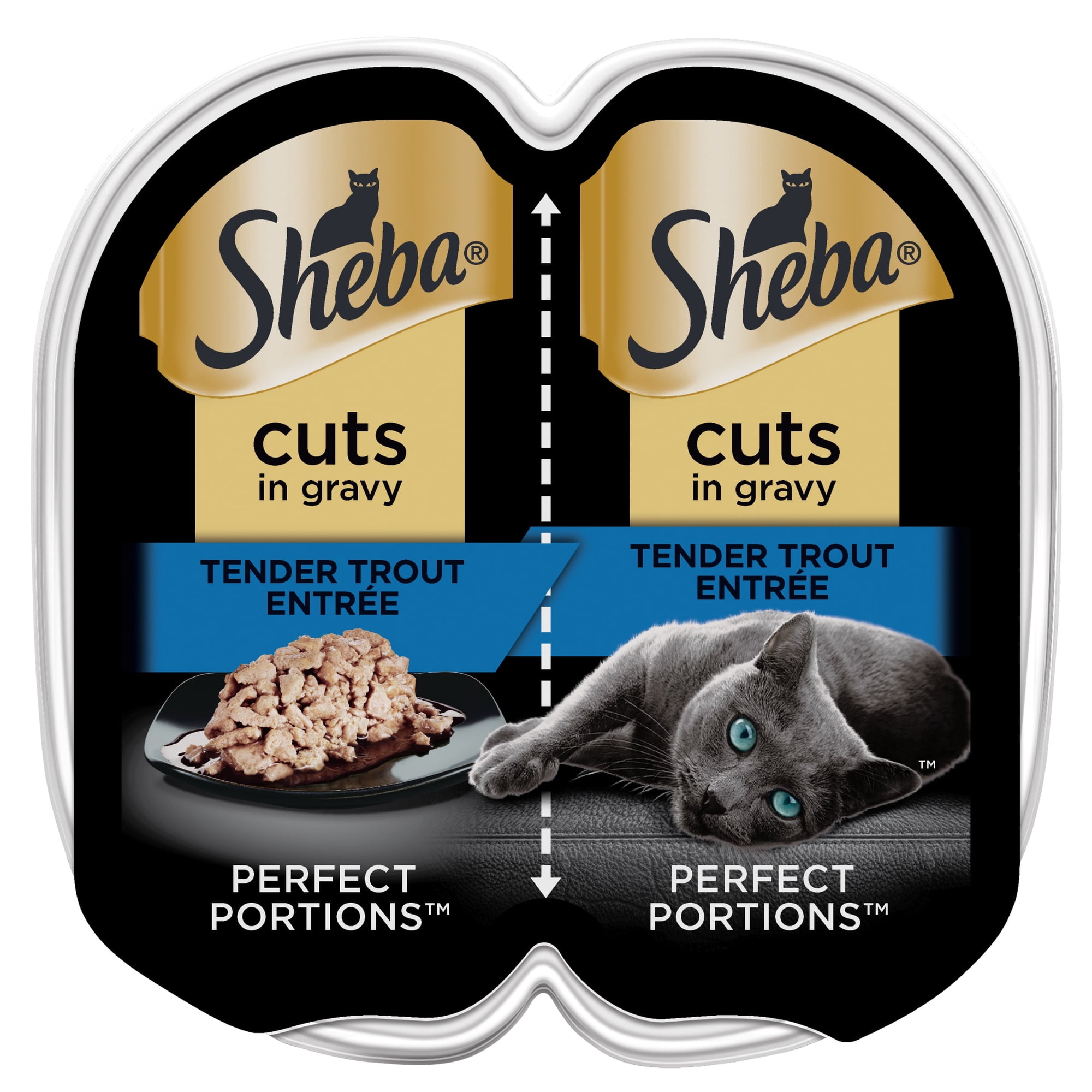 Sheba Perfect Portions Wet Cat Food Cuts in Gravy Tender Trout Entree Twin-Pack, 2.6 oz