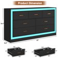 thumbnail image 2 of Black Dresser for Bedroom, 63" Wood 7 Drawer Dresser with LED Light, Long Dressers & Chests of Drawers with Deep Drawers, 34" Tall Storage Cabinet for Bedroom, Living Room, Hallway, 2 of 9